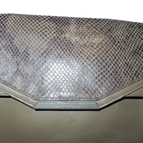 Coach 2014 Taylor Suede & Exotic Python Leather Flap Closure Crossbody Bag - Picture 9 of 13